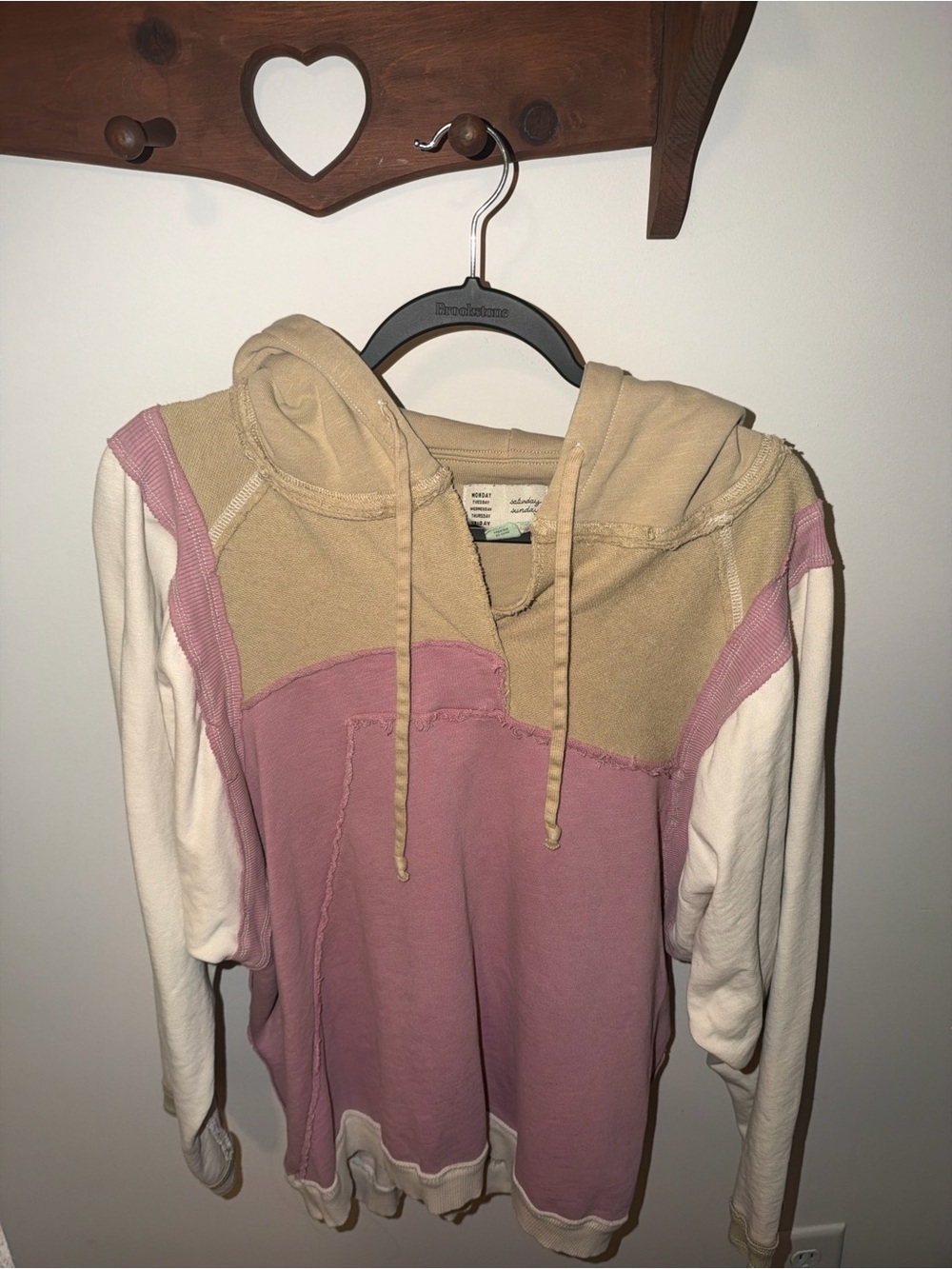 Anthropologie Women’s Casual Hoodie in Pink, Cream, & Tan